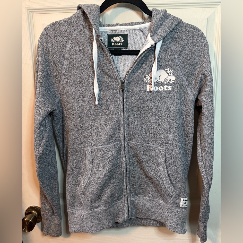 Roots Canada Original Full Zip Heather Gray Hoodie Woman’s Size XS